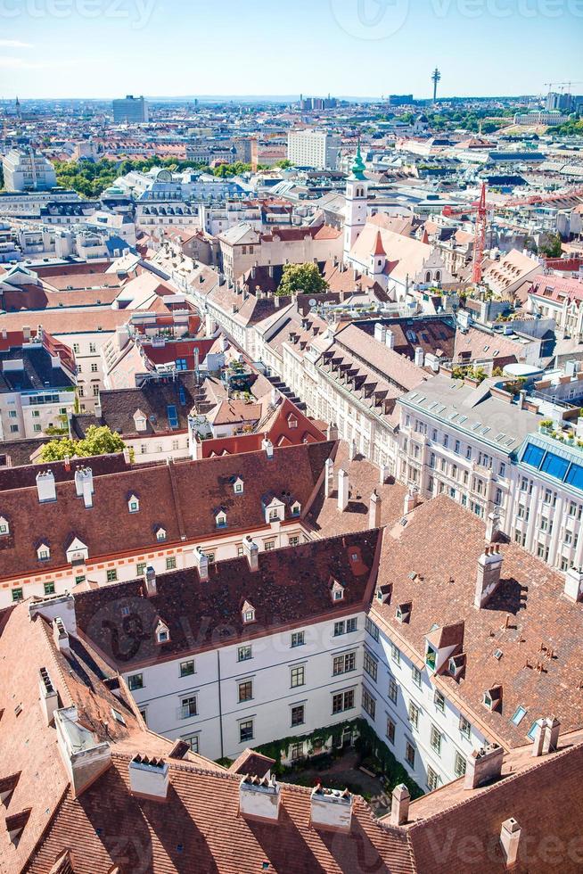 View from St. Stephen's Cathedral over Stephansplatz square in Vienna, capital of Austria on sunny day photo