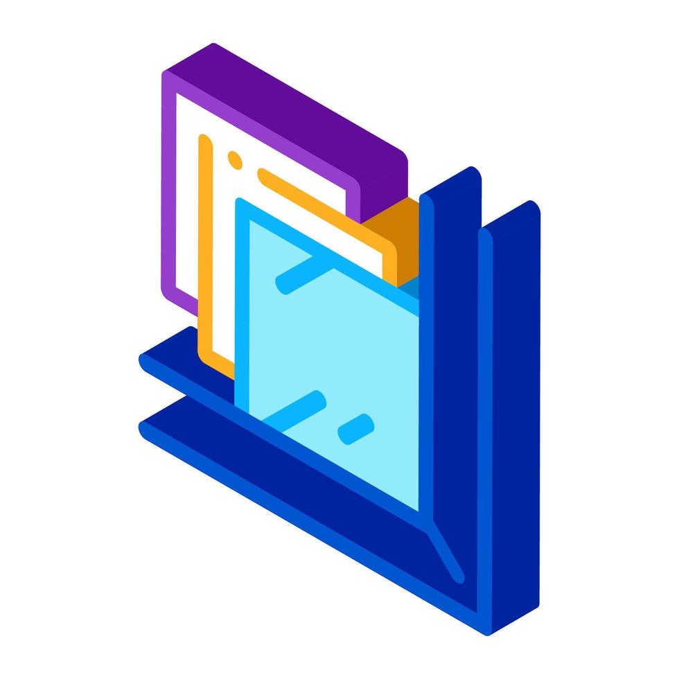 laminated glass window isometric icon vector illustration