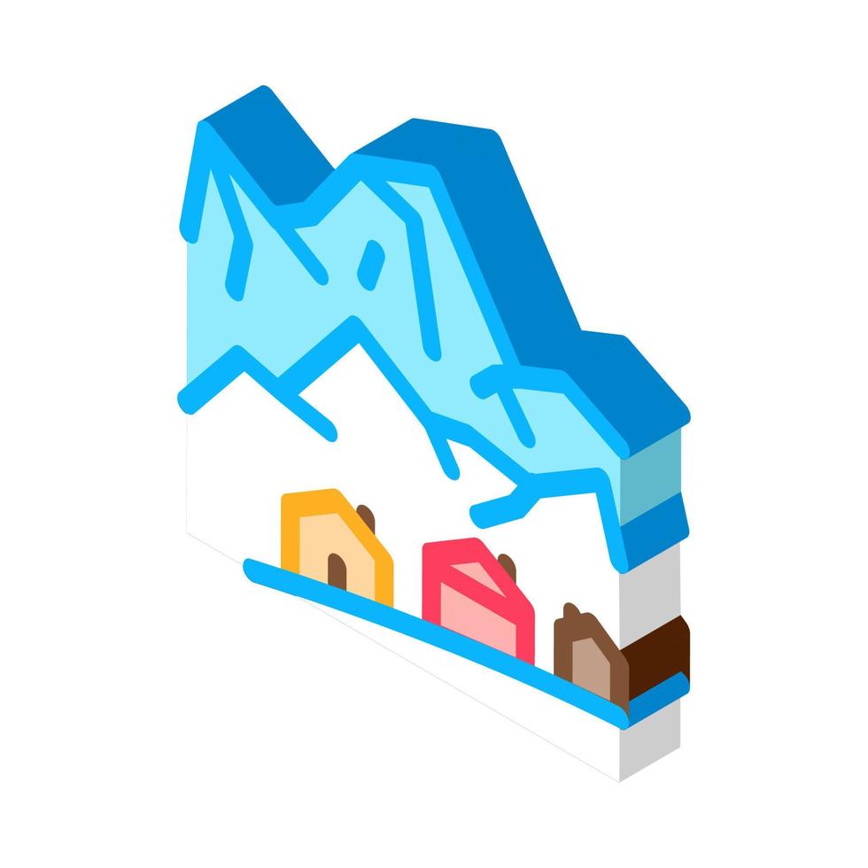 ski resort village isometric icon vector illustration