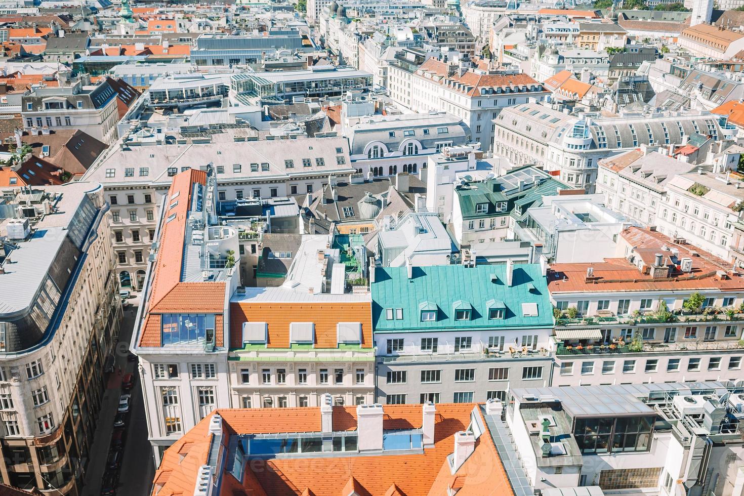View from St. Stephen's Cathedral over Stephansplatz square in Vienna, capital of Austria on sunny day photo