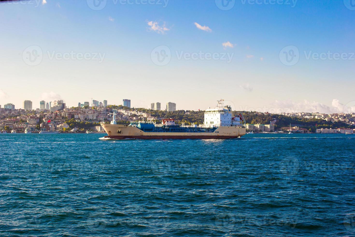 Firefighter ship convoys the oil products tanker photo