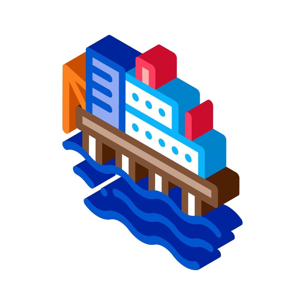water power plant isometric icon vector illustration