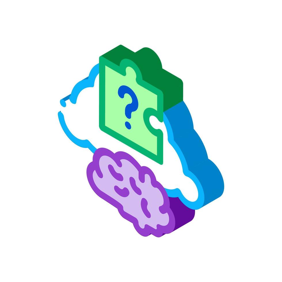 brain puzzle isometric icon vector illustration