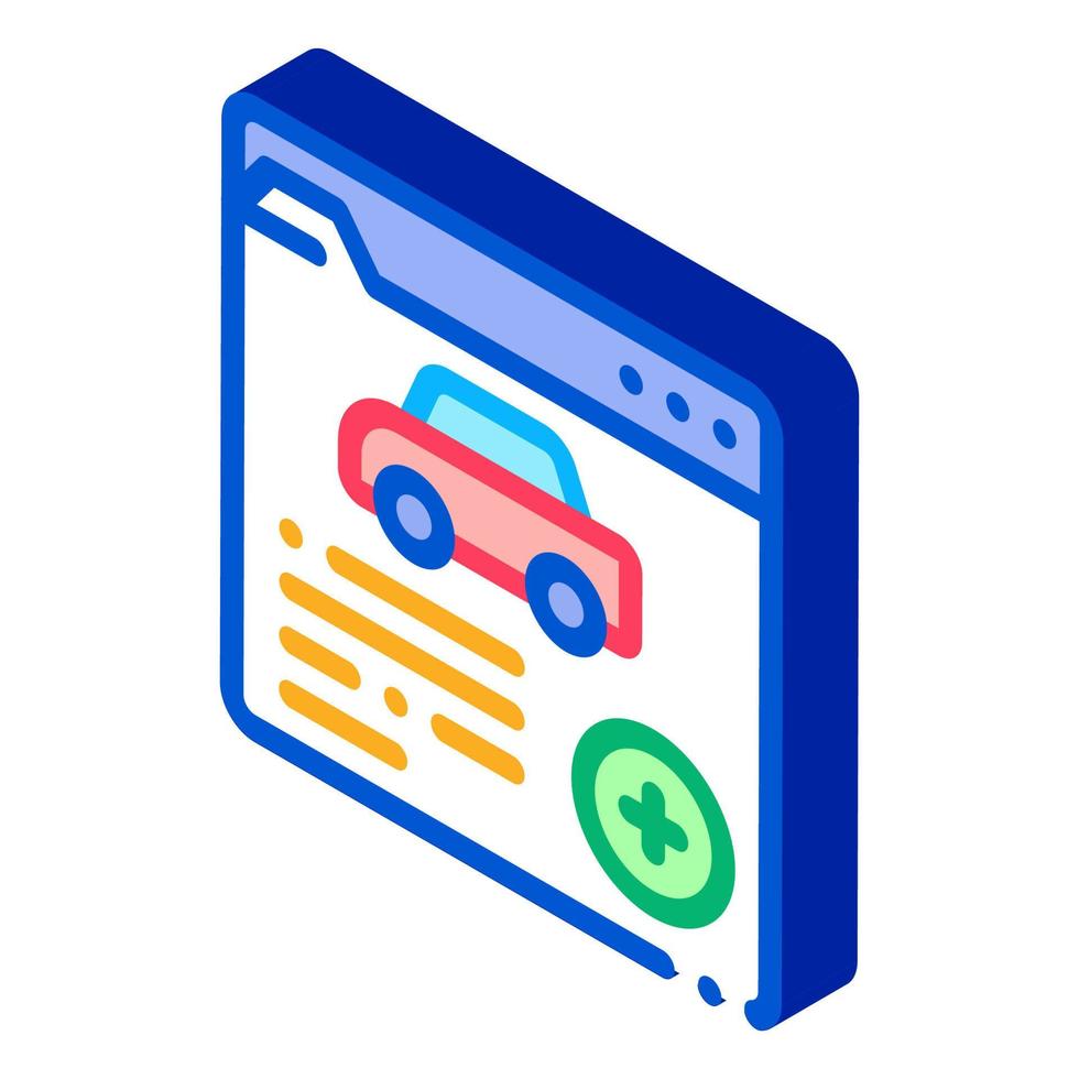 car health insurance isometric icon vector illustration