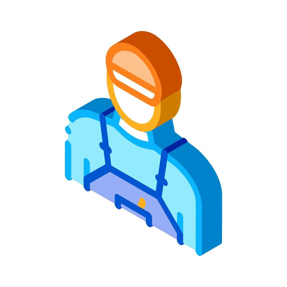 tile stacker worker isometric icon vector illustration