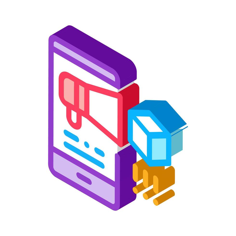 telephone notification of parcel isometric icon vector illustration