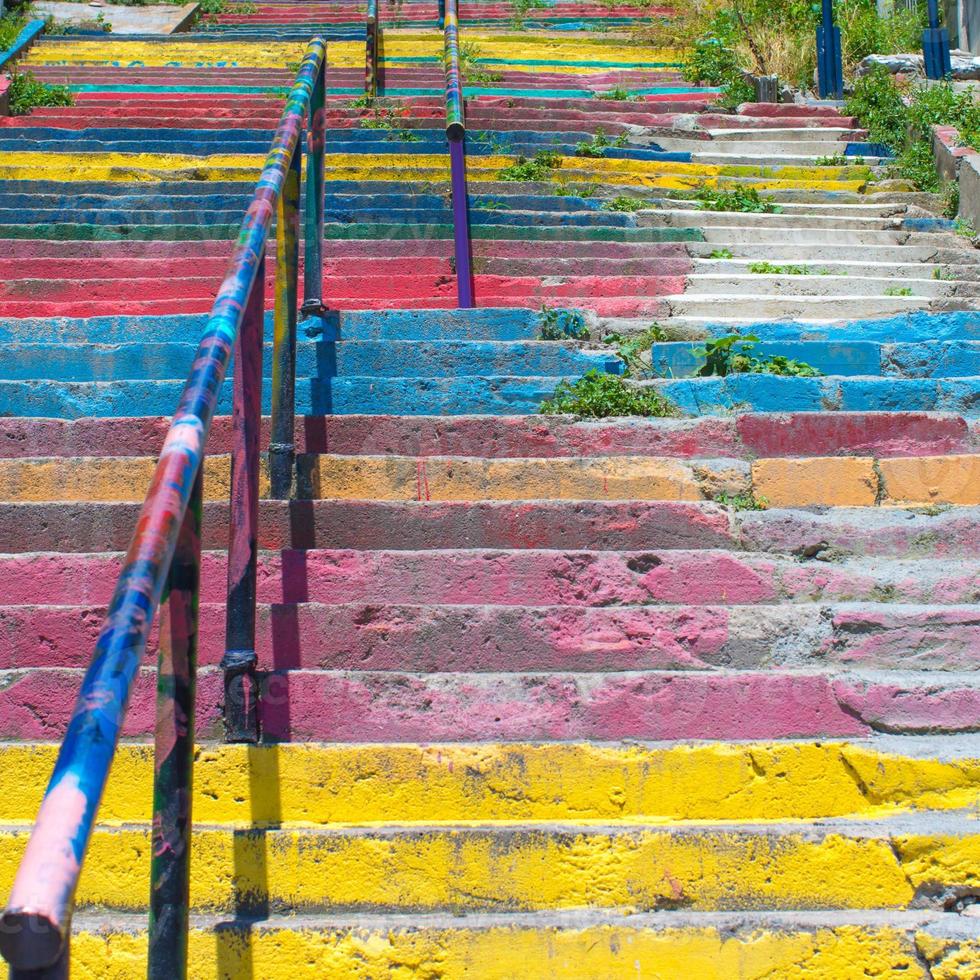 Colorful old staircase and traditional architecture in Stambul, Turkey photo