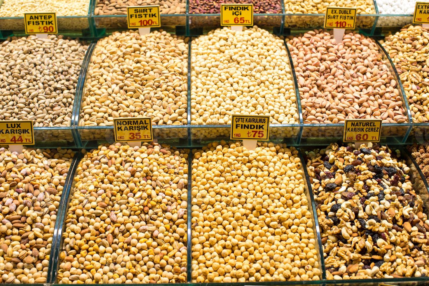 Mix of different dried fruits and nuts photo