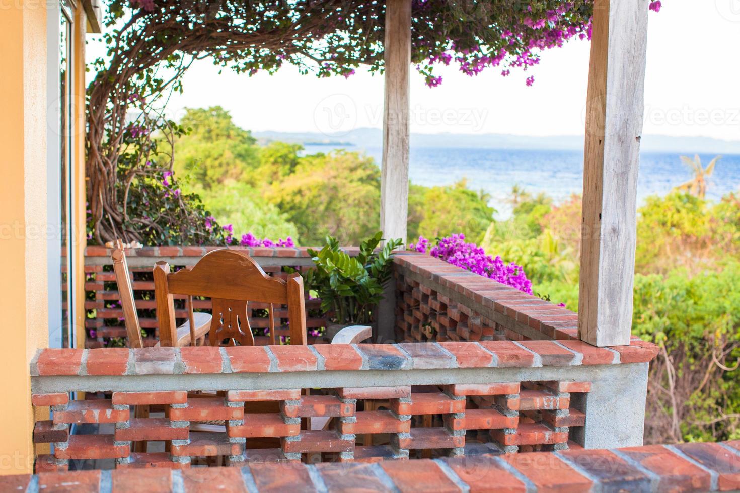 Beautiful floral balcony in a small boutique hotel photo