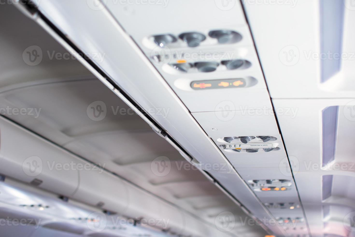 Seating for passengers in an airplane photo