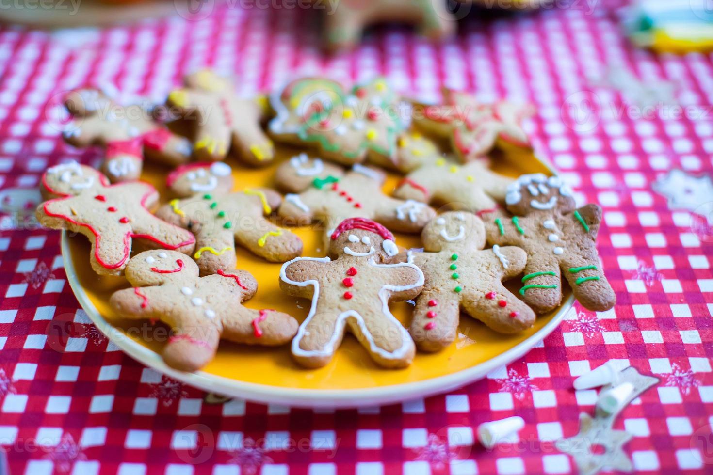 Christmas gingerbread cookies on a plate photo