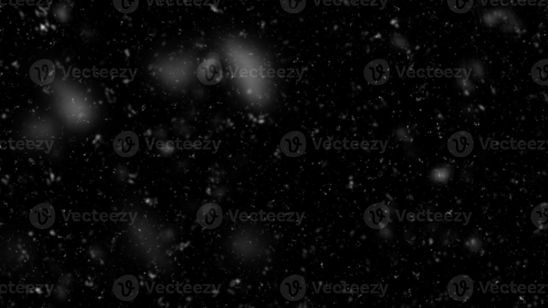 Falling snow isolated on black background. Falling snow at night. Bokeh lights on black background, flying snowflakes in the air. Winter weather. Overlay texture photo