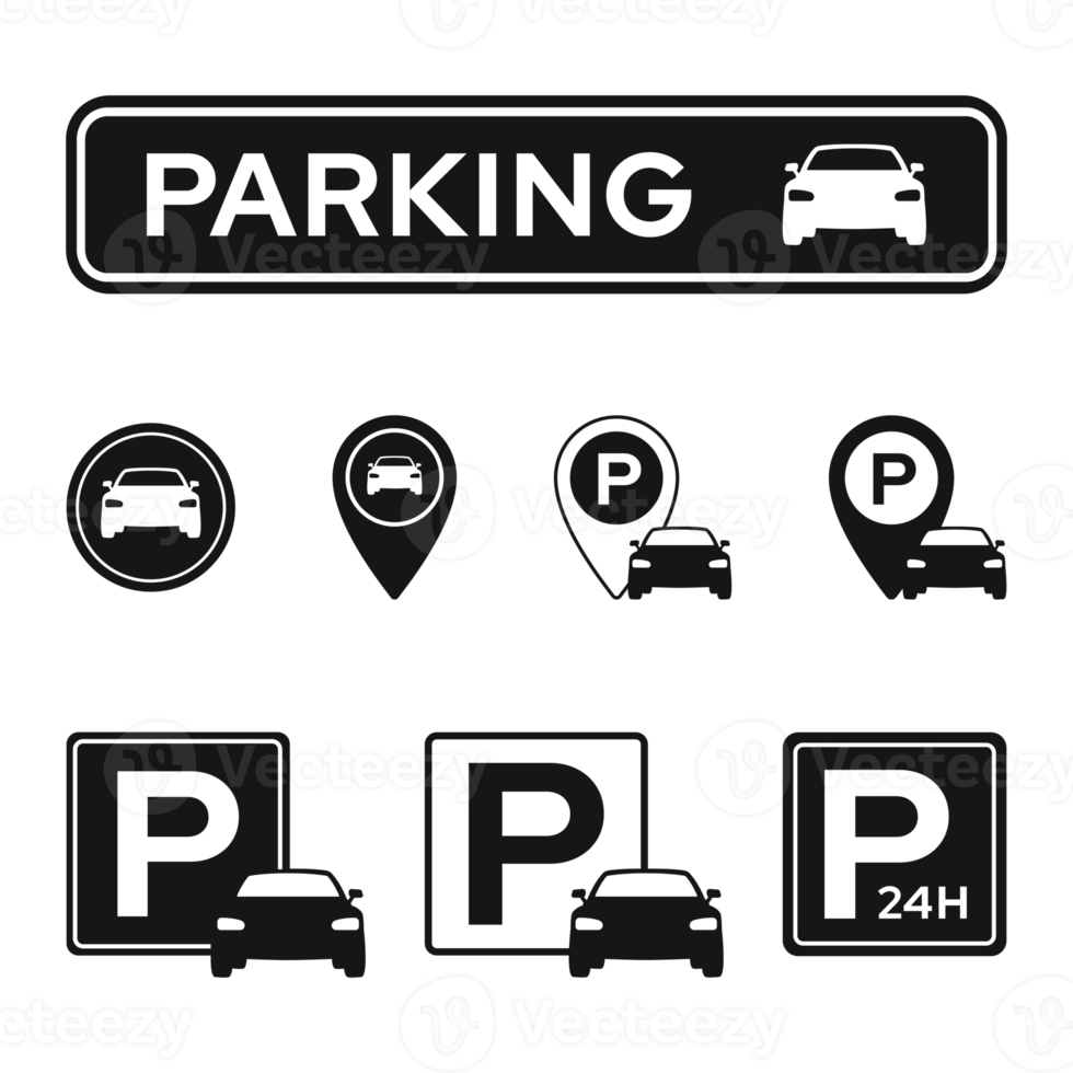 Parking icon set isolated. Collection of Garage parking symbol png