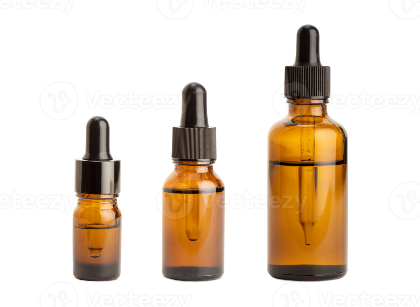 Set of Amber glass bottle with pipette isolated png