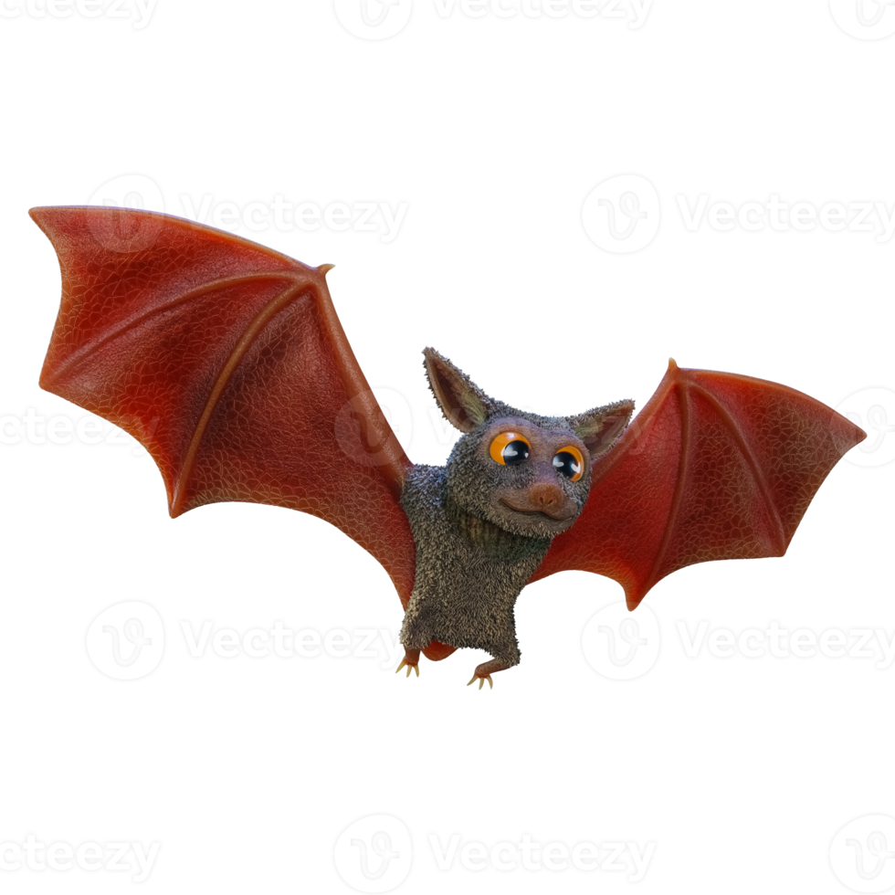 3d rendering of a stylized flying bat for Halloween. png