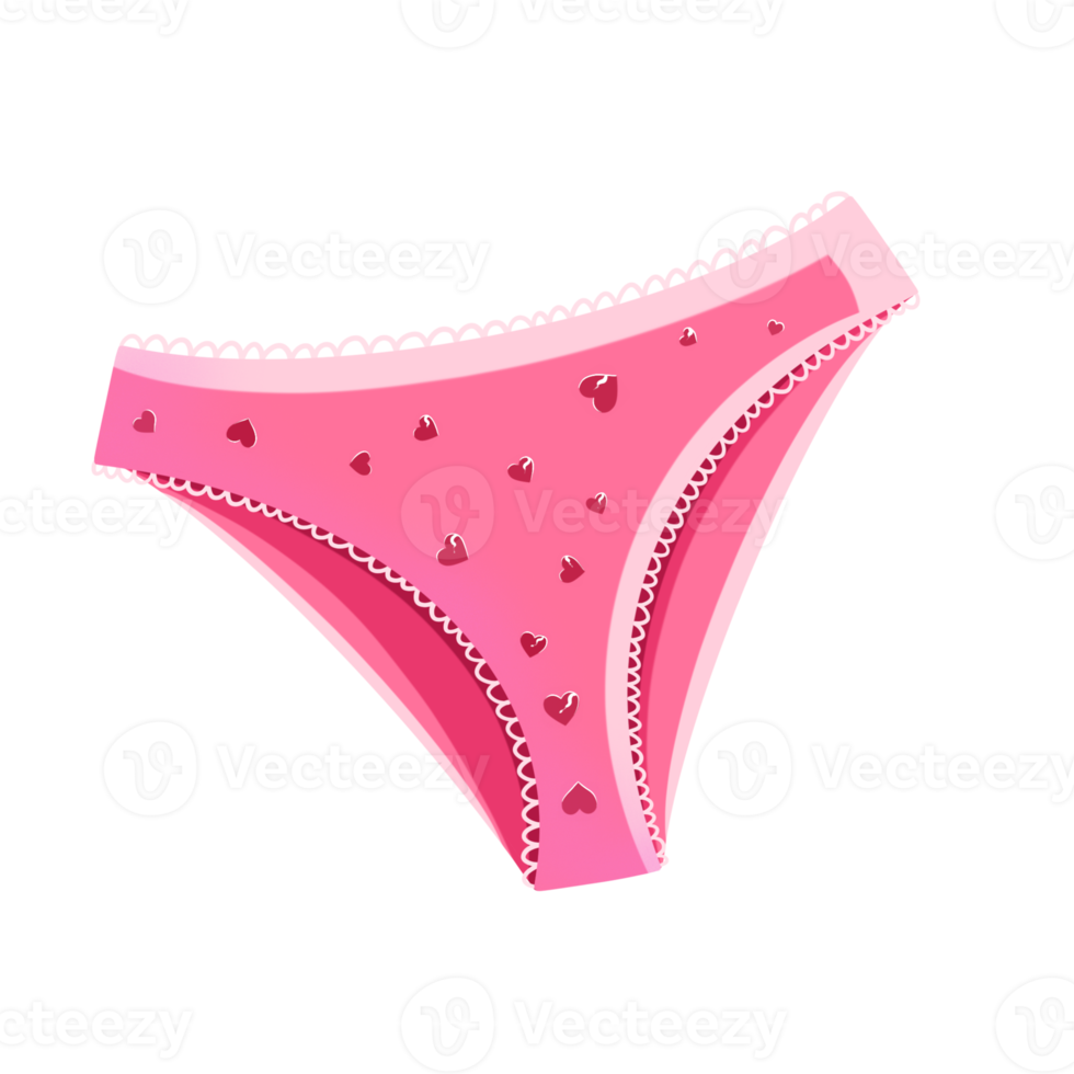 Women pink glamor panties with heart pattern on white background png