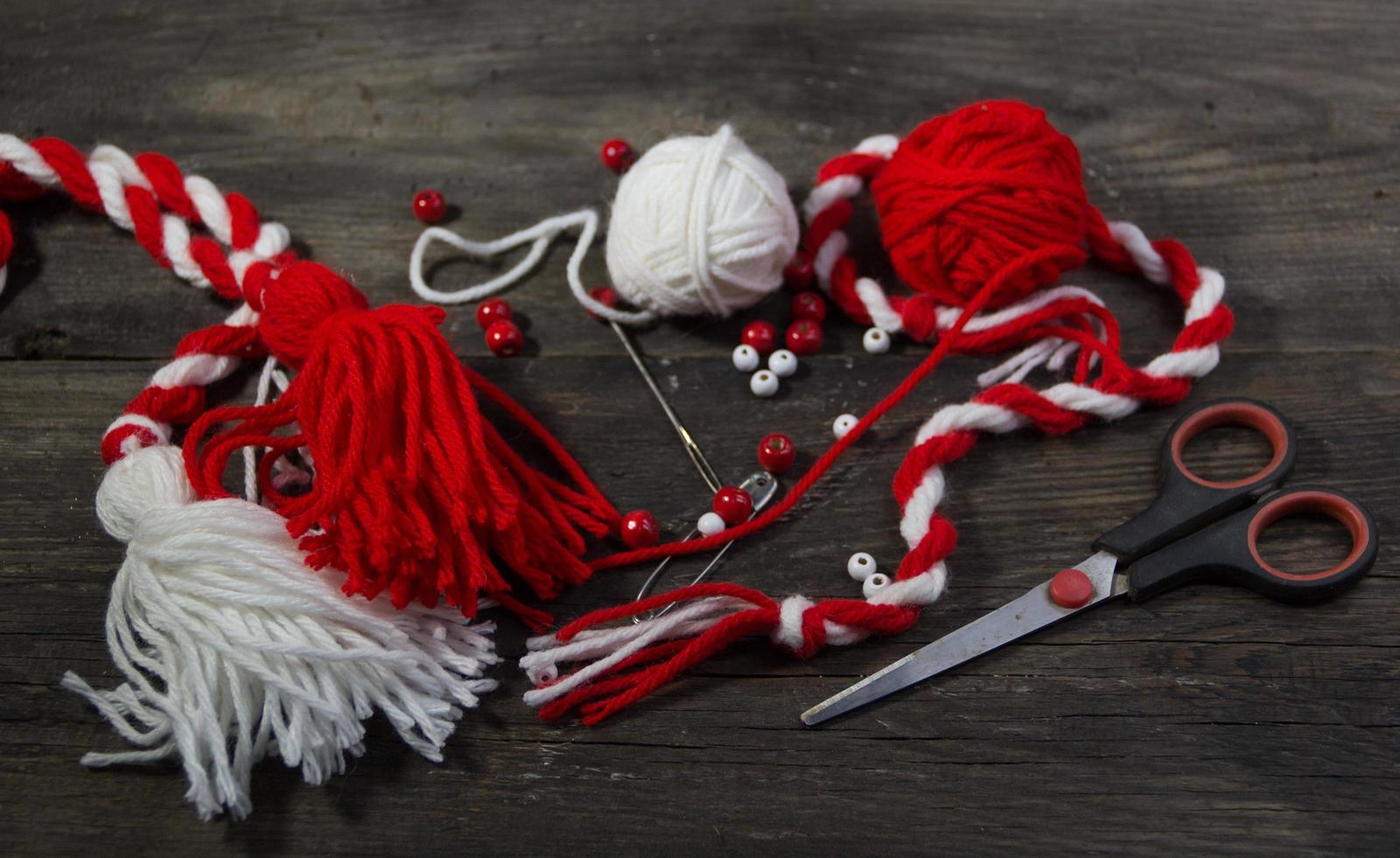 group of objects for the craftsmanship of the martisor photo