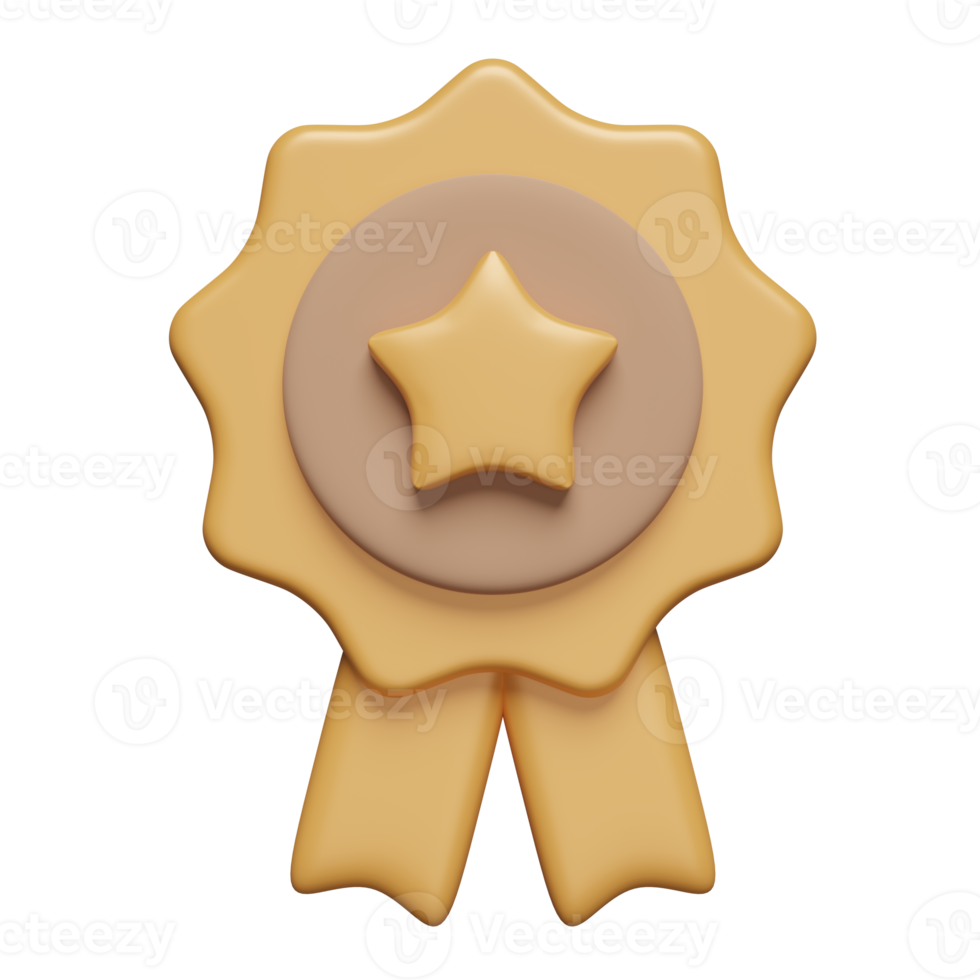 3d winner medal or golden quality guarantee ribbon isolated. premium quality ribbon, minimal concept, 3d render illustration png