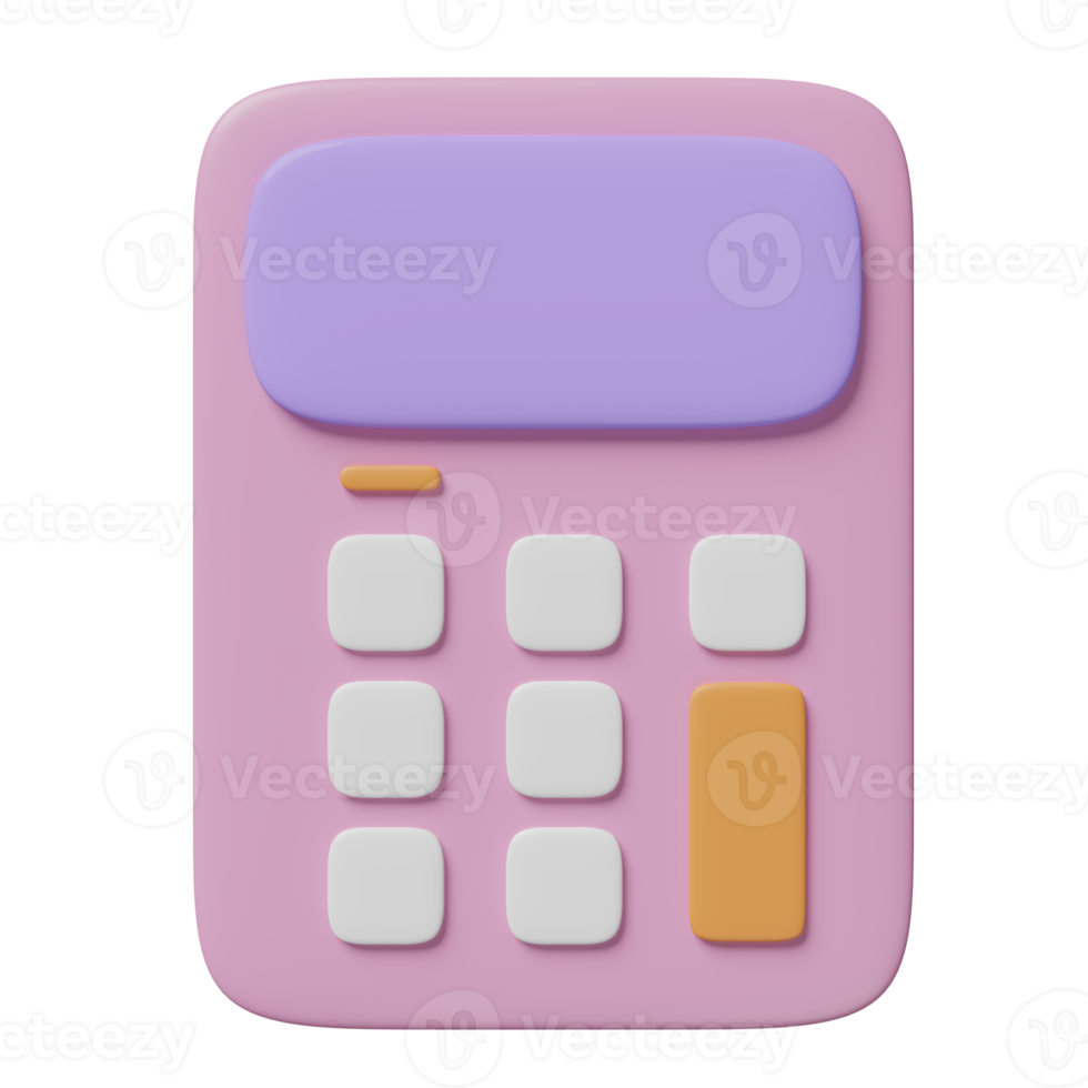 Icono de calculadora rosa 3d para finanzas contables aislado. ilustración de render 3d de concepto mínimo png