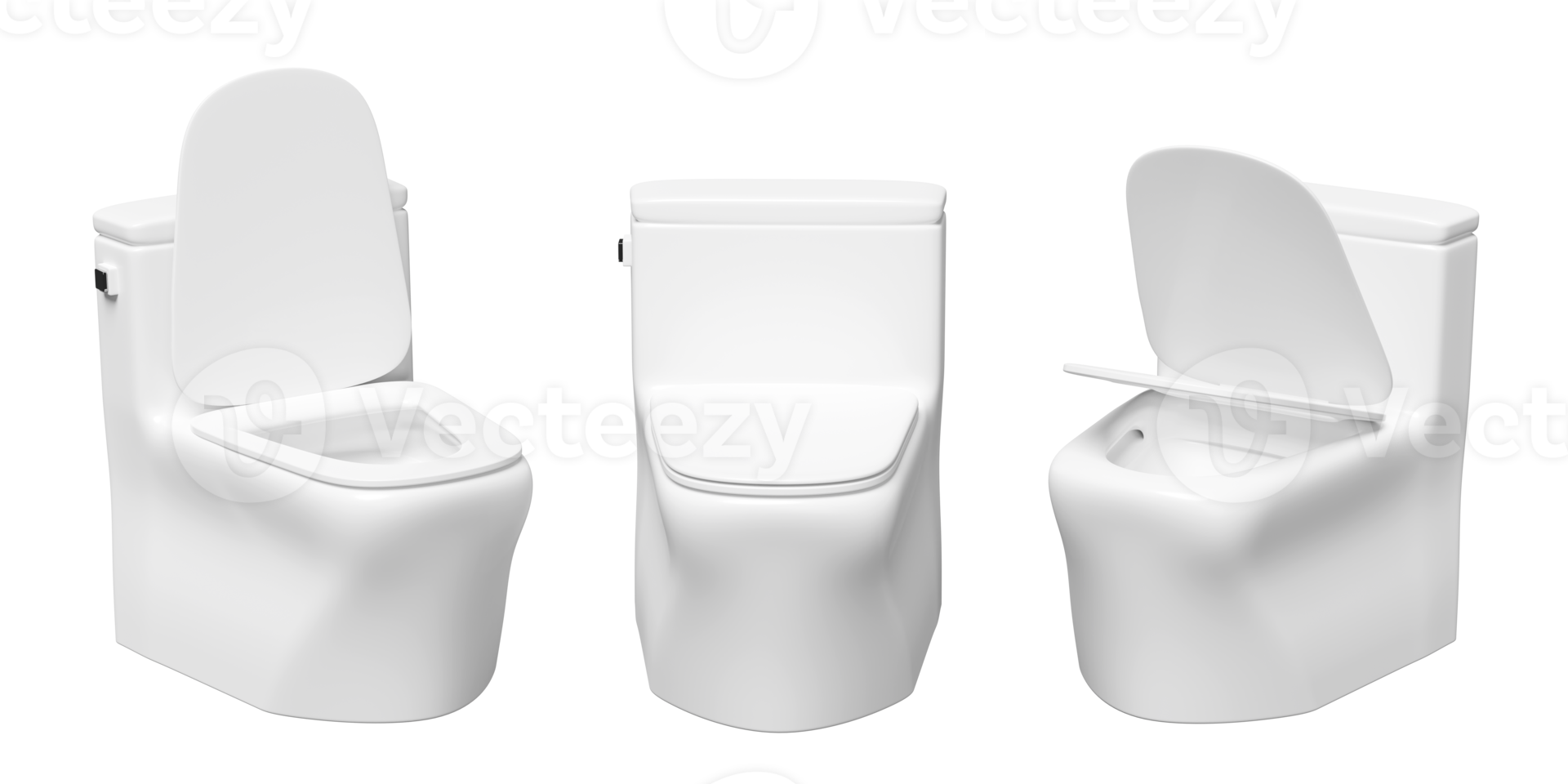 conjunto de vaso sanitário branco 3d isolado. ilustração de renderização 3D png