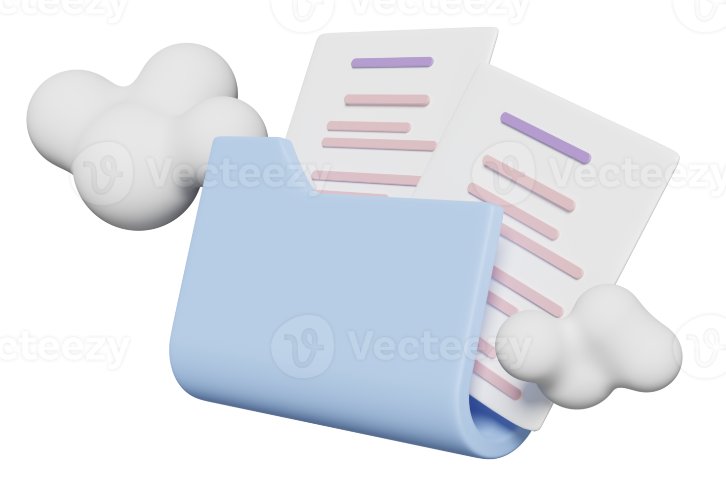 3d folder icon with cloud isolated. storage download, data transfering, datacenter connection network, minimal concept, 3d render illustration png