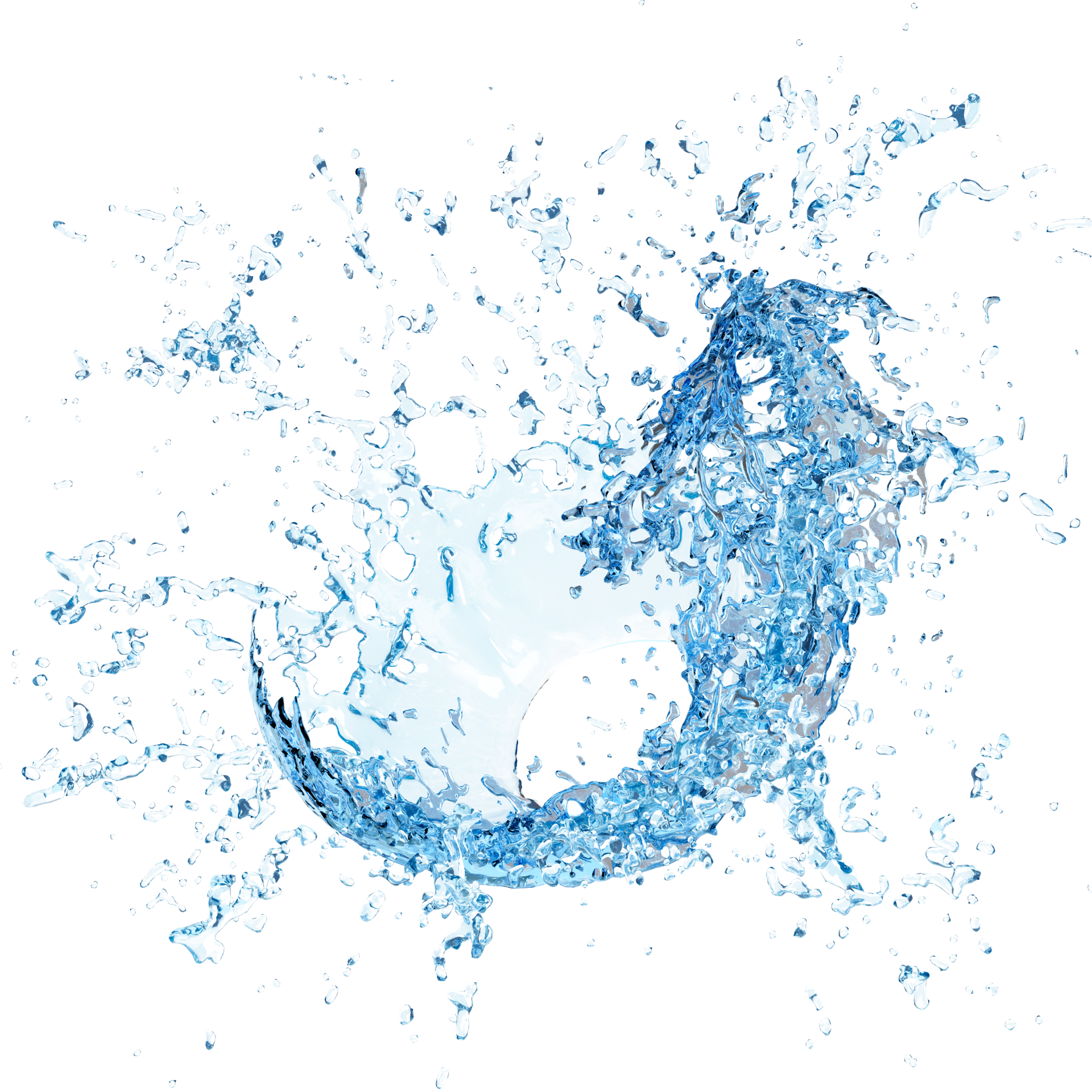 3d clear blue water scattered around, water splash transparent isolated. 3d  render illustration 18064664 PNG