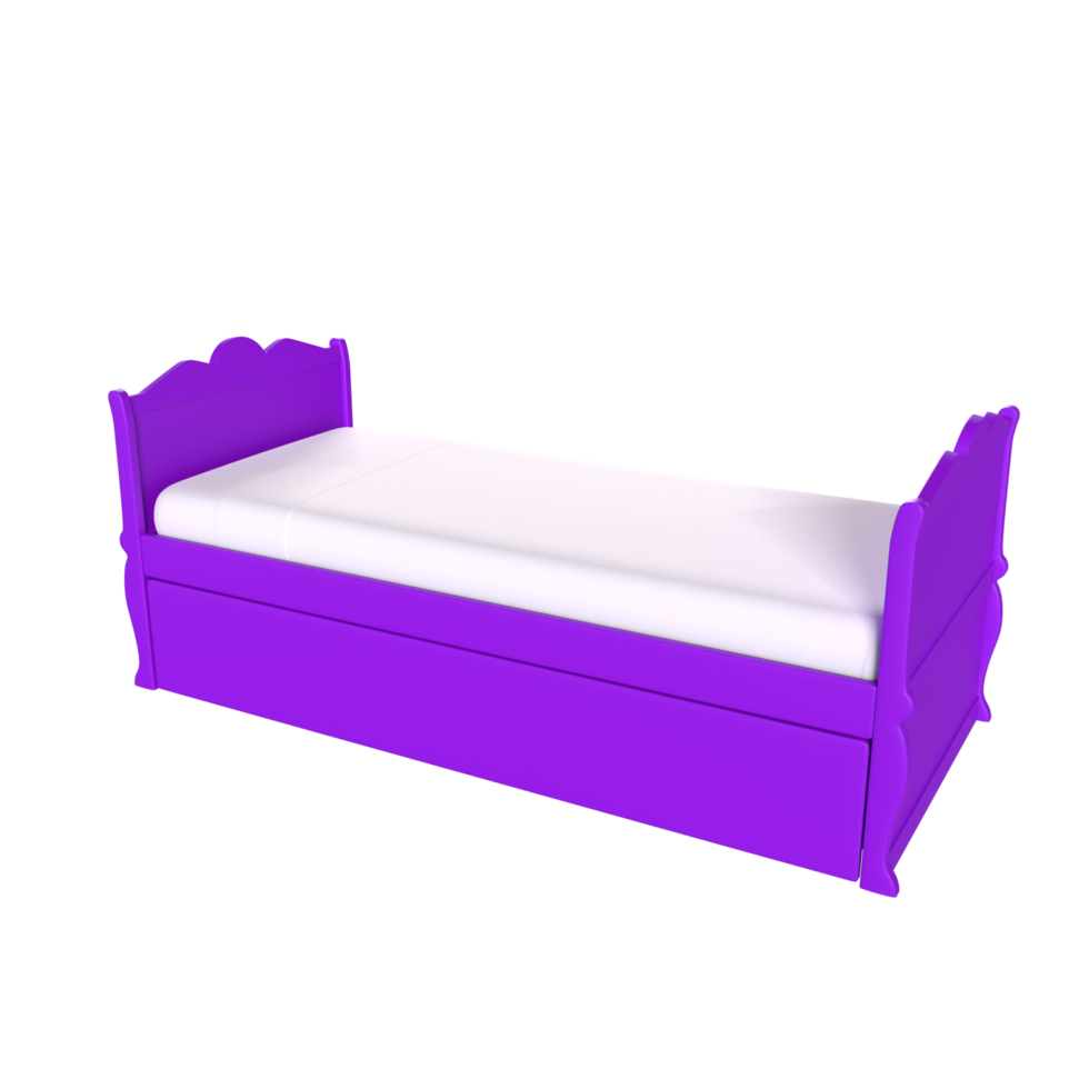 renderização 3D de cama de criança png