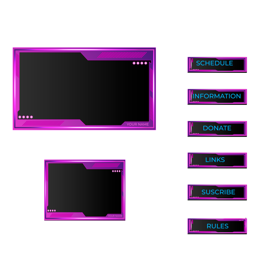 Live streaming purple theme  panel. Streaming screen panel overlay design template neon theme. Live video, online stream futuristic technology style. Abstract digital user interface png