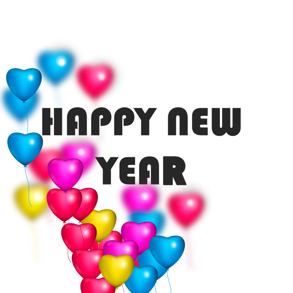 Happy new year wish with color balloon and confity png