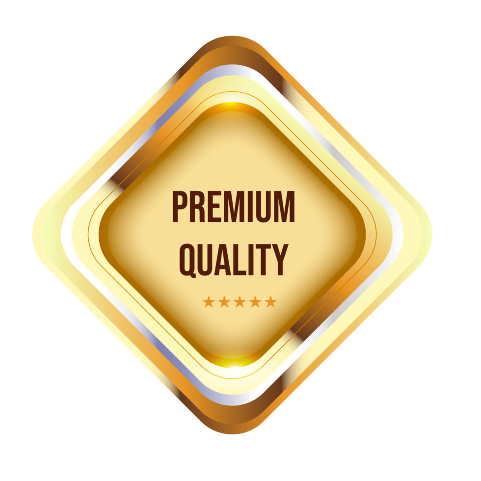 Gold badges seal quality labels. sale medal badge  stamp golden genuine png