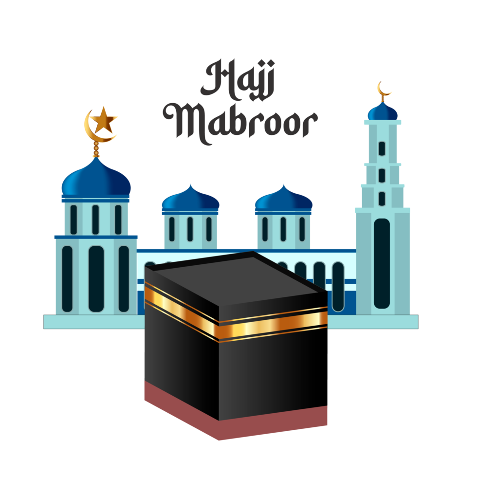 Islamic hajj mabroor design simple style with kaaba png