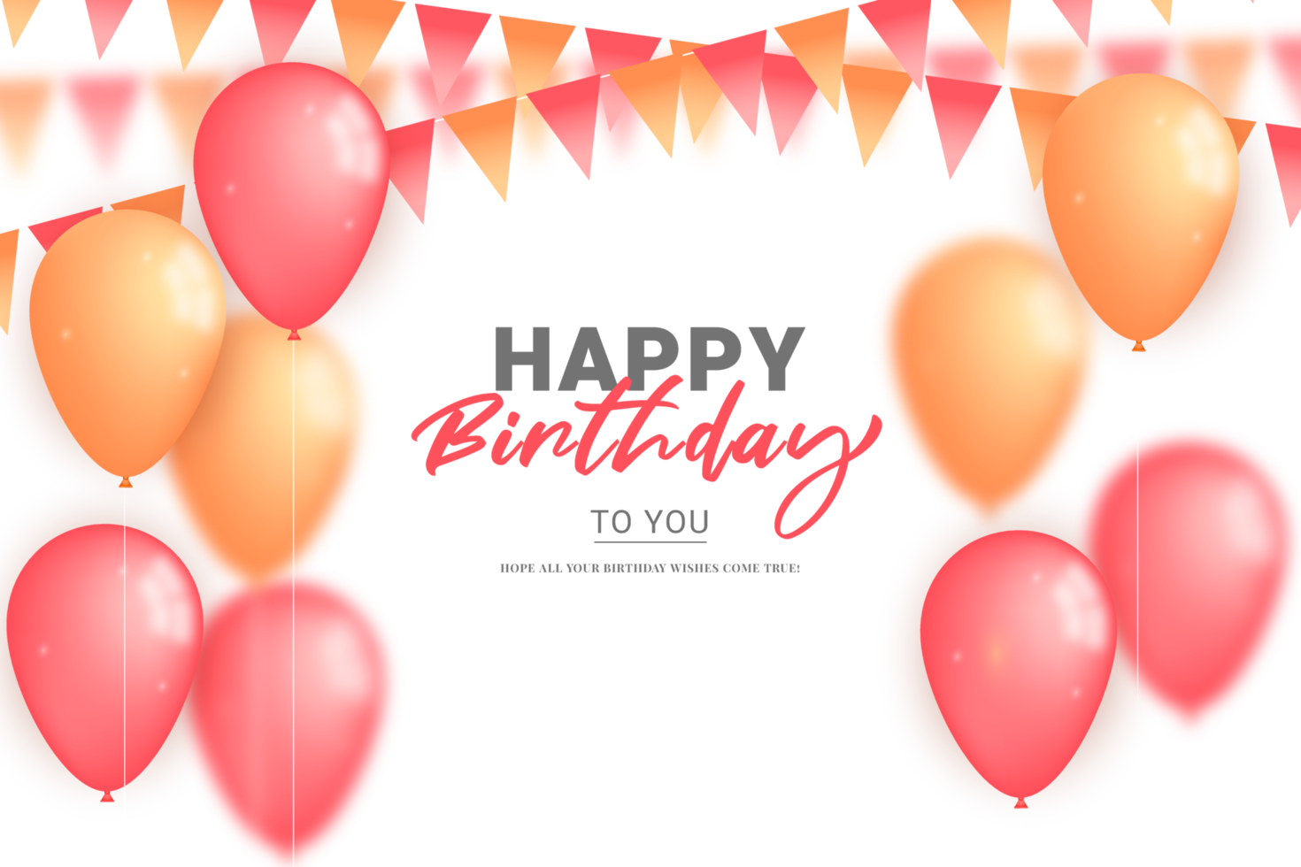Color glossy happy birthday balloons banner png