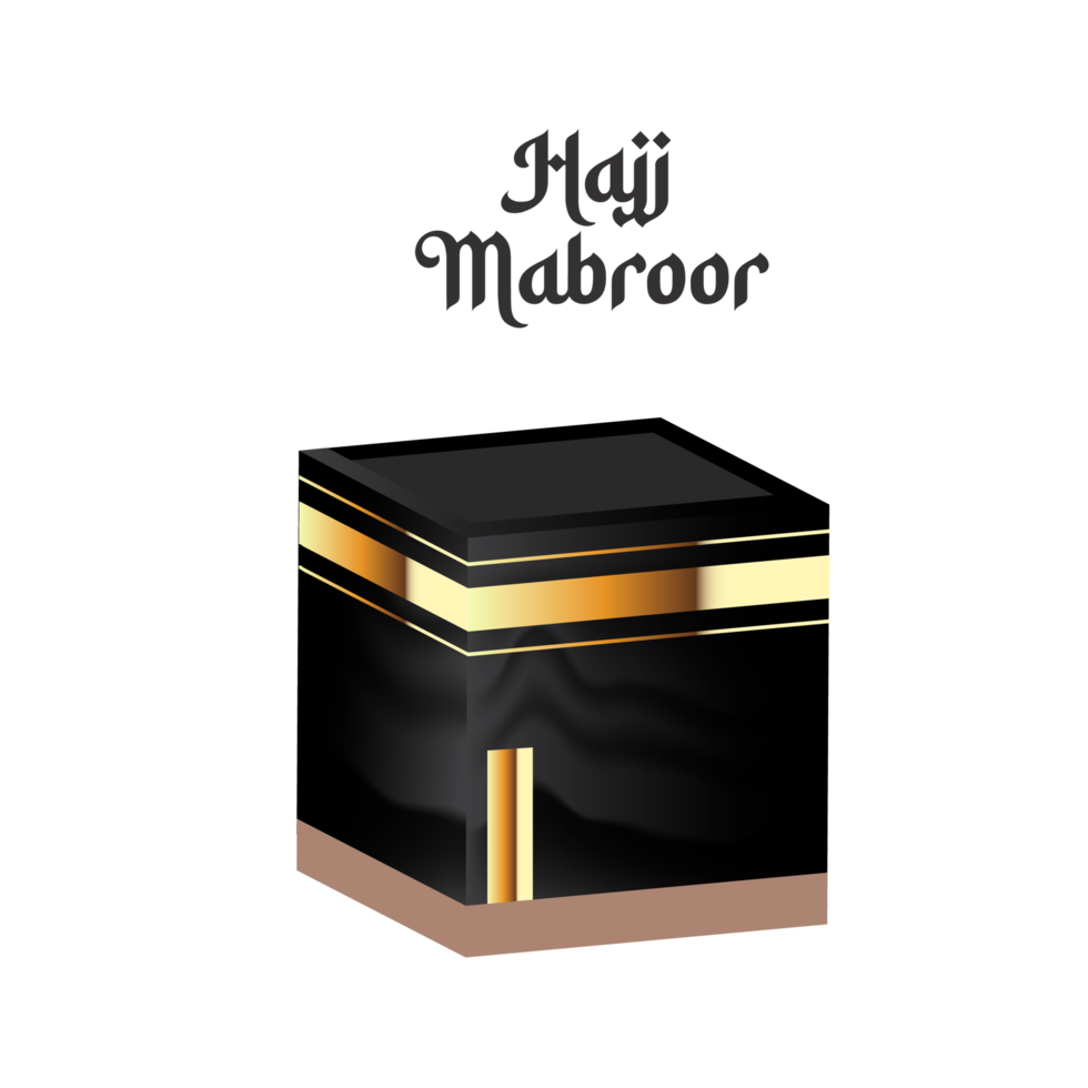 Islamic hajj mabroor design simple style with kaaba png