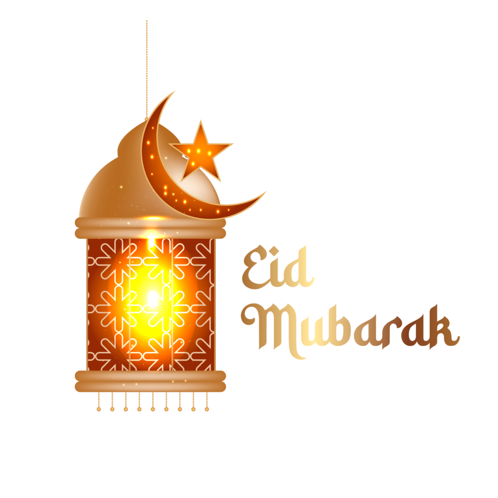 eid mubarak islámico con hermosa linterna y luna creciente png