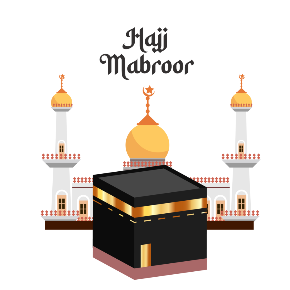 Islamic hajj mabroor design simple style with kaaba png