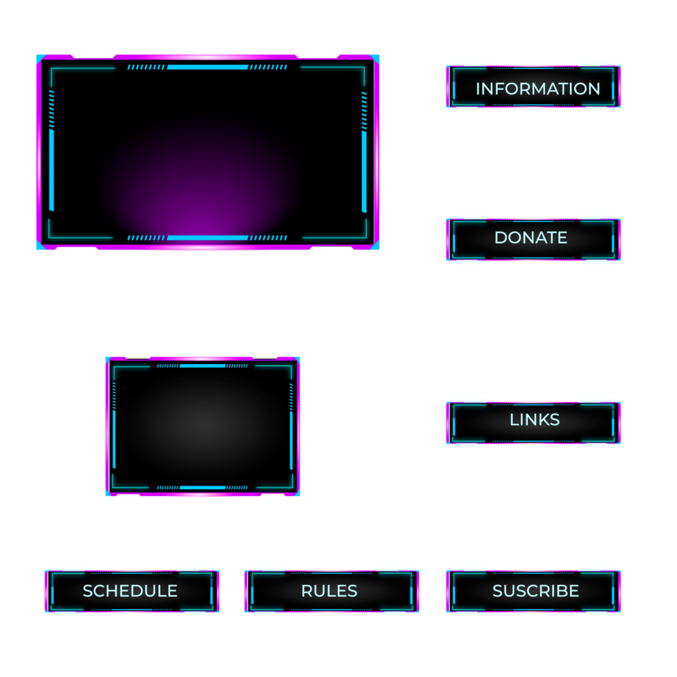 Live streaming purple theme  panel. Streaming screen panel overlay design template neon theme. Live video, online stream futuristic technology style. Abstract digital user interface png