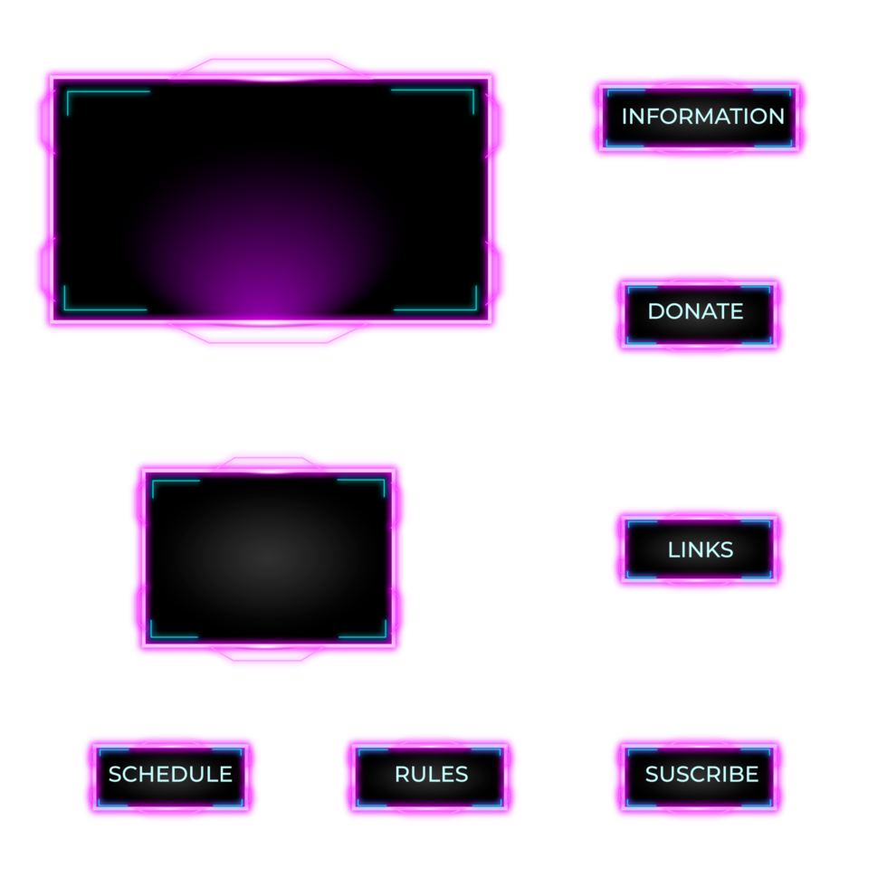 Live streaming purple theme  panel. Streaming screen panel overlay design template neon theme. Live video, online stream futuristic technology style. Abstract digital user interface png