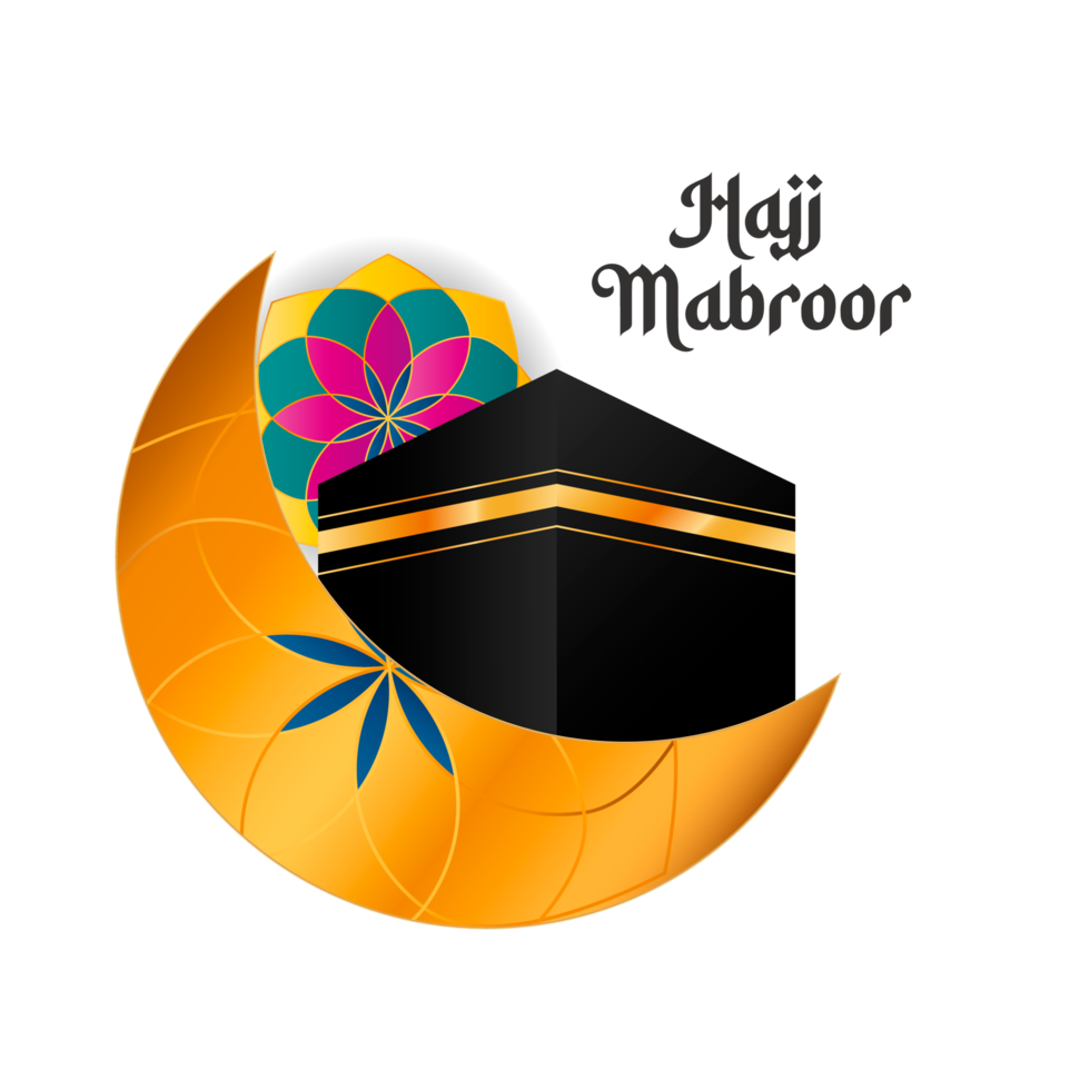 Islamic hajj mabroor design simple style with kaaba png