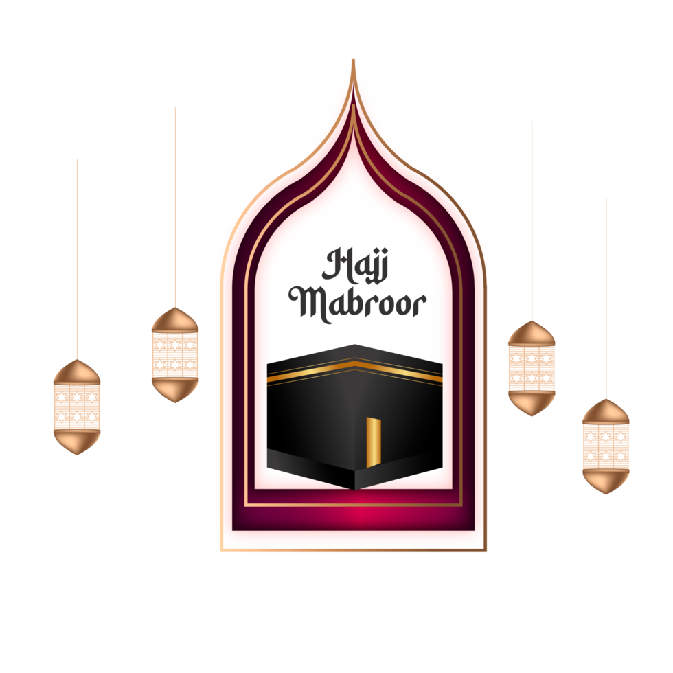 Islamic hajj mabroor design simple style with kaaba png