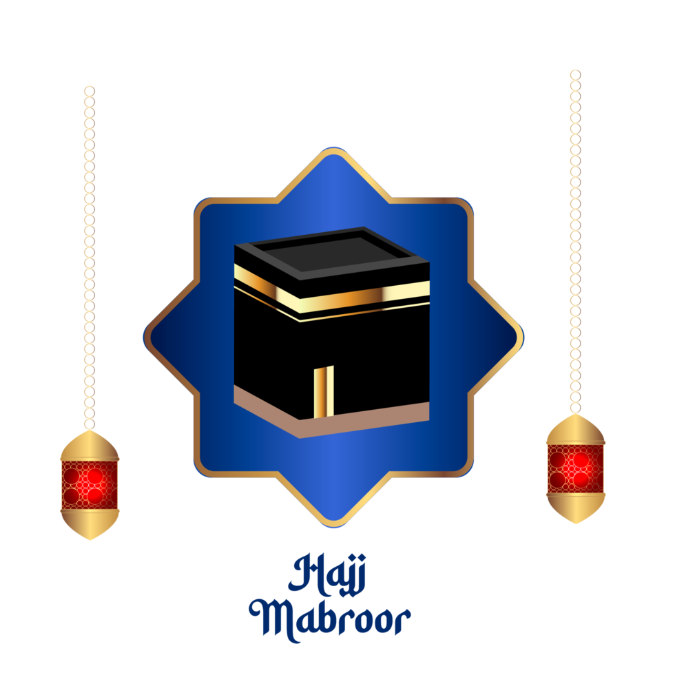 Islamic hajj mabroor design simple style with kaaba png