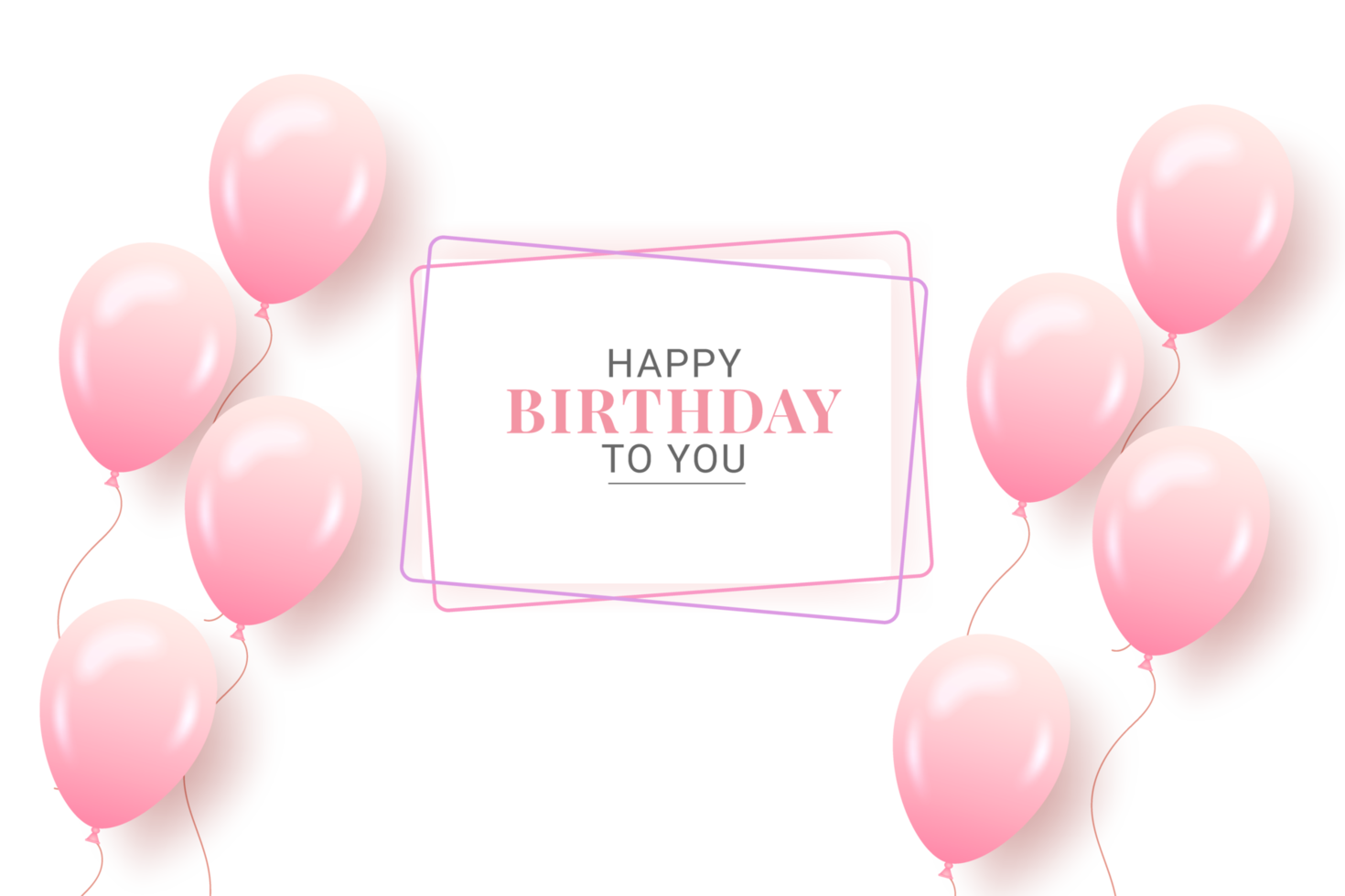 Color glossy happy birthday balloons banner png