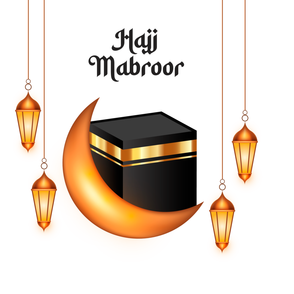Islamic hajj mabroor design simple style with kaaba png
