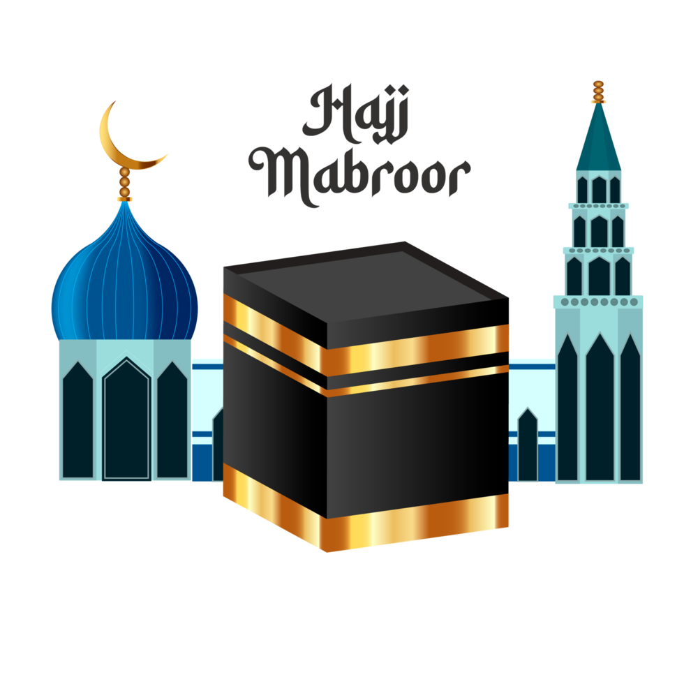 Islamic hajj mabroor design simple style with kaaba png