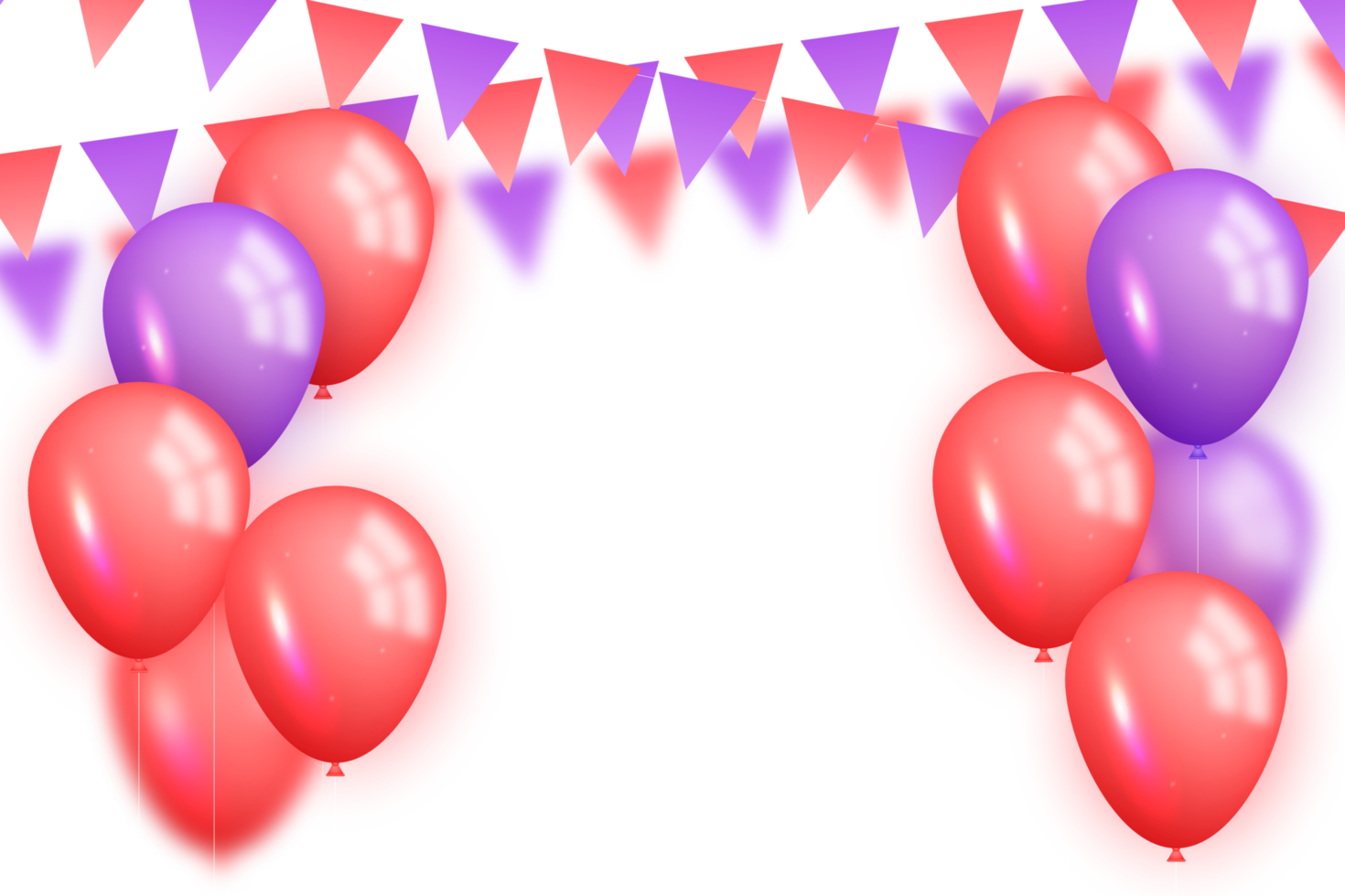 happy birthday congratulations banner design with confetti, balloons png