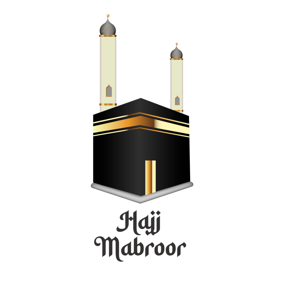 Islamic hajj mabroor design simple style with kaaba png