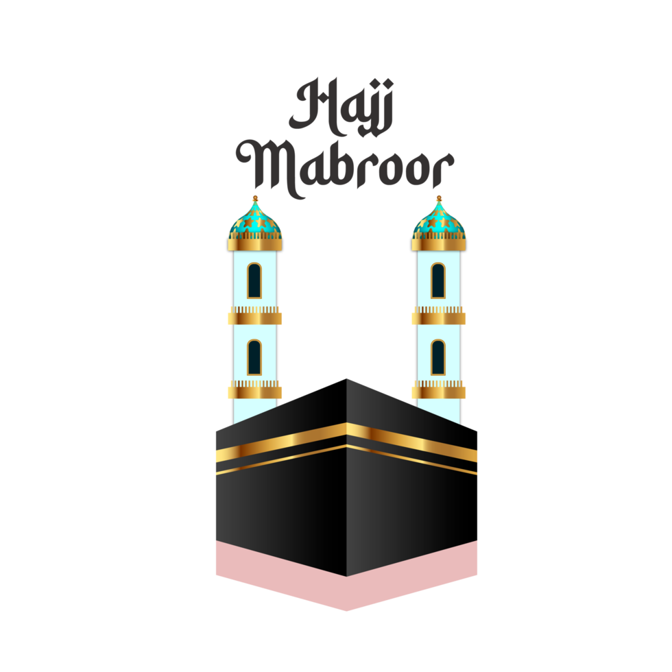 Islamic hajj mabroor design simple style with kaaba png