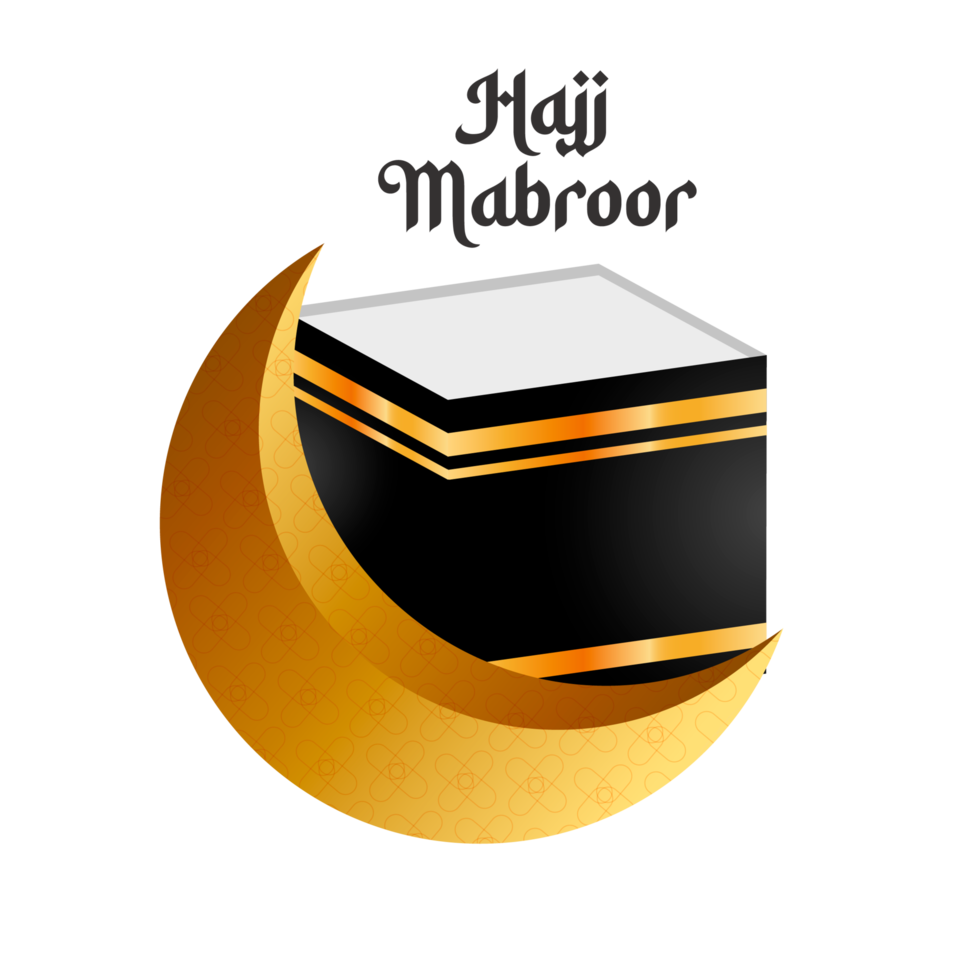 Islamic hajj mabroor design simple style with kaaba png