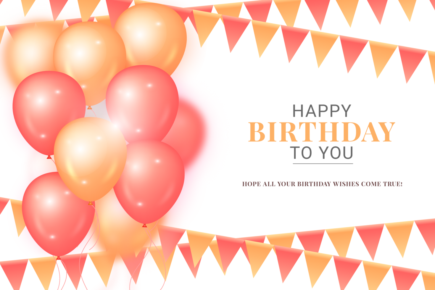 happy birthday congratulations banner design with confetti, balloons png