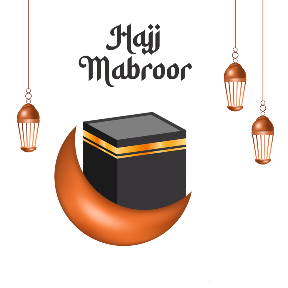 Islamic hajj mabroor design simple style with kaaba png