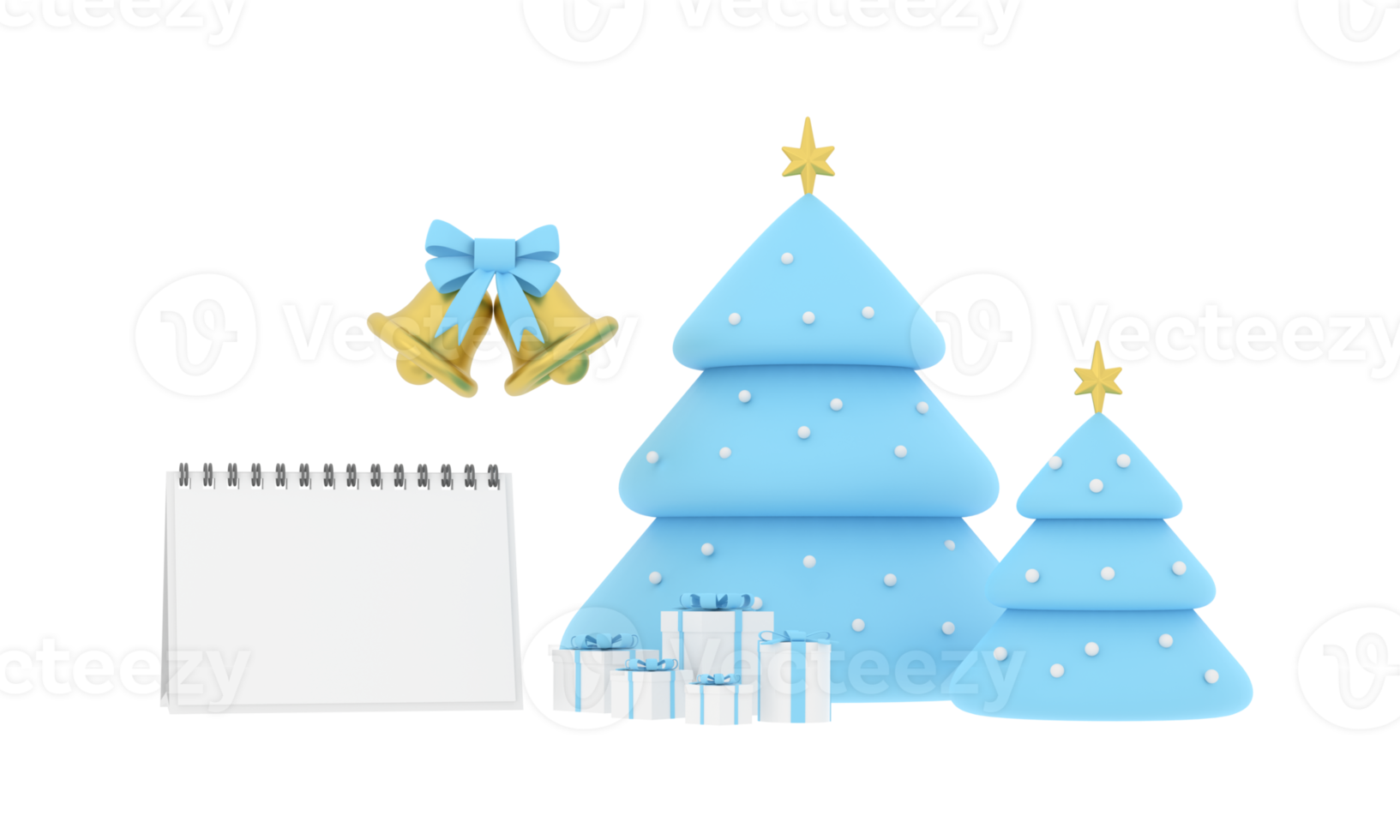 3d. nieuw jaar kalender. vrolijk Kerstmis en gelukkig nieuw jaar Kerstmis boom en geschenk png